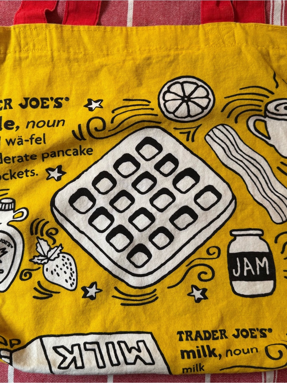 Trader Joe's Yellow Breakfast Print Tote Bag